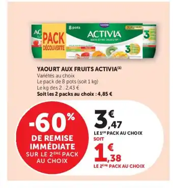 Hyper U ACTIVIA Yaourt aux fruits offre