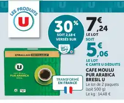 Hyper U U Cafe moulu pur arabica bresil offre