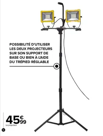 Carrefour Projecteur de chantier LED 2 Têtes 30W Elitecho offre
