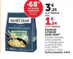 Hyper U SAINT JEAN Ravioles a poeler offre