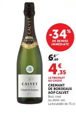 Hyper U CALVET Cremant de bordeaux aop offre
