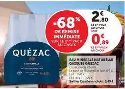 Hyper U QUEZAC Eau minerale naturelle gazeuse offre