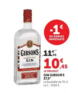 Hyper U GIBSON'S 37,5° Gin offre