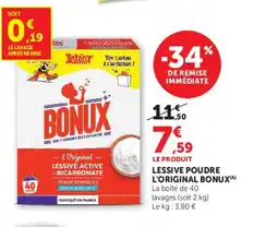 Hyper U BONUX Lessive poudre l'original offre