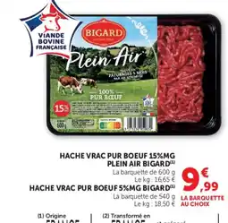 Hyper U BIGARD Hache vrac pur boeuf 15%mg plein air offre