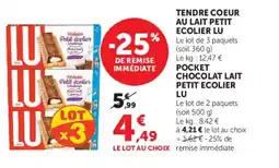 Hyper U LU Tendre coeur au lait petit ecolier offre