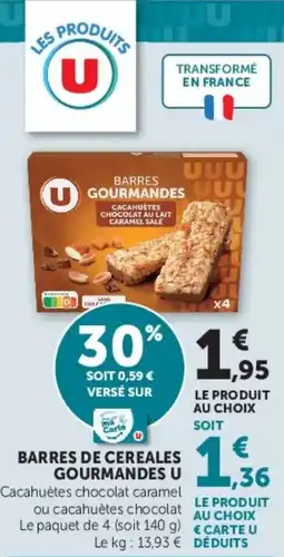 Hyper U U Barres de cereales gourmandes offre