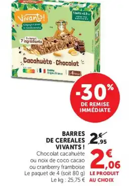 Hyper U VIVANTS! Barres de cereales offre
