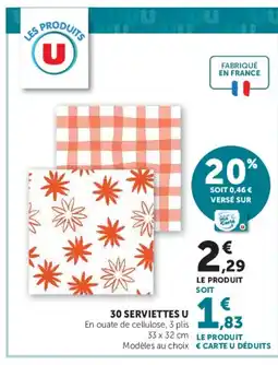 Hyper U U 30 Serviettes offre