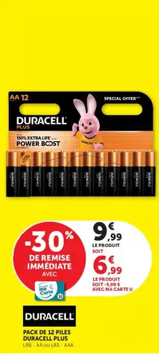 Hyper U DURACELL Pack de 12 piles duracell plus offre