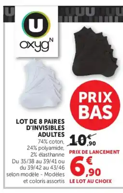 Hyper U Lot de 8 paires d'invisibles adultes offre