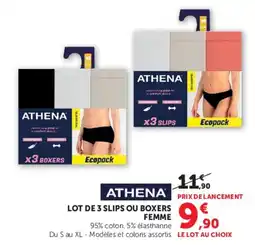 Hyper U ATHENA Lot de 3 slips ou boxers femme offre