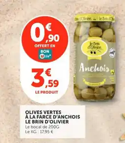 Utile Olives vertes à la farce d'anchois le brin d'olivier offre