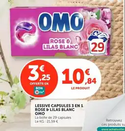 Utile OMO Lessive capsules 3 en 1 rose & lilas blanc offre