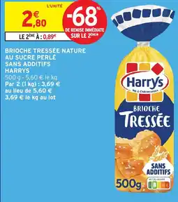 Intermarché BRIOCHE TRESSÉE NATURE AU SUCRE PERLÉ SANS ADDITIFS HARRYS offre
