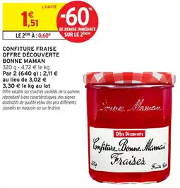 Intermarché CONFITURE FRAISE OFFRE DÉCOUVERTE BONNE MAMAN offre