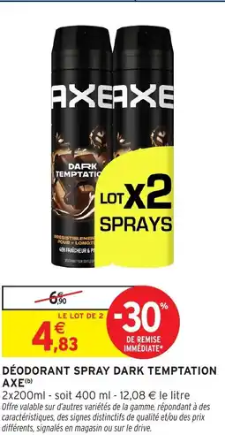Intermarché DÉODORANT SPRAY DARK TEMPTATION AXE offre