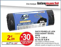 Intermarché SACS POUBELLE LIEN COULISSANT 15X50L APTA offre
