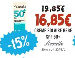 Naturalia Acorelle crème solaire bébé spf 50+ offre
