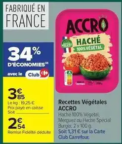 Carrefour Drive Accro - recettes végétales offre