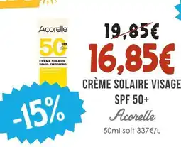 Naturalia Acorelle crème solaire visage spf 50+ offre