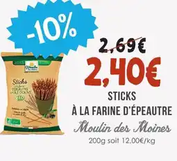 Naturalia Moulin des moines sticks à la farine d'épeautre offre