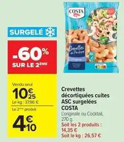 Carrefour Drive Costa - crevettes décortiquées cuites asc surgelées offre
