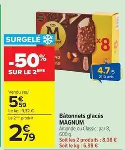 Carrefour Drive Magnum - bâtonnets glacés offre