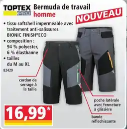 Norma Toptex pro bermuda de travail homme offre