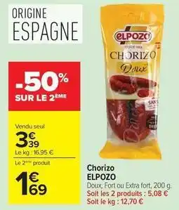 Carrefour Drive Elpozo - chorizo offre