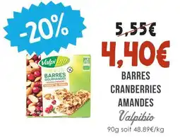 Naturalia Valpibio barres cranberries amandes offre