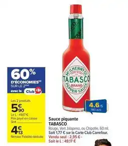 Carrefour Drive Tabasco - sauce piquante offre