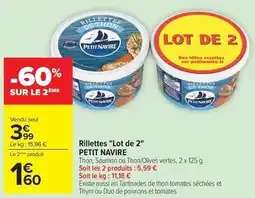 Carrefour Drive Petit navire - rillettes lot de 2 offre