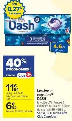 Carrefour Drive Dash - lessive en capsules offre