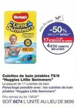 Monop' Huggies - culottes de bain jetables t5/6 offre