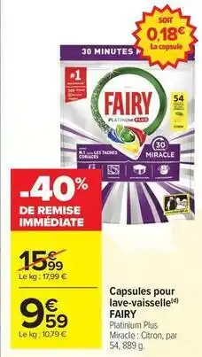 Carrefour Drive Fairy - capsules pour lave-vaisselle offre