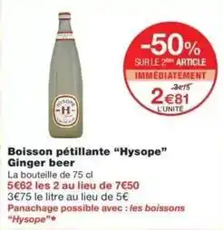 Monop' Hysope - boisson pétillante offre