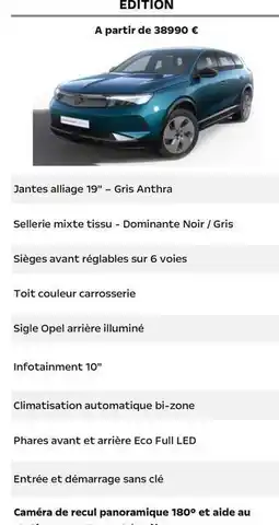 Opel Opel - cantera de recul panomatrique et aide au offre