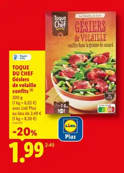 Lidl TOQUE DU CHEF Gésiers de volaille confits offre