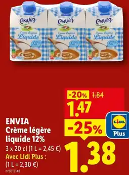 Lidl ENVIA Crème légère liquide 12% offre