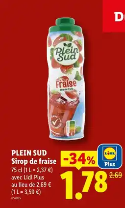 Lidl PLEIN SUD Sirop de fruits offre