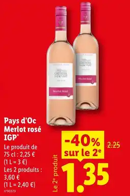 Lidl Pays d'Oc Merlot rosé IGP offre