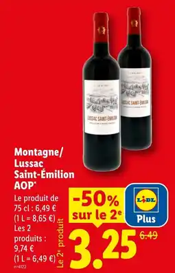 Lidl Montagne/ Lussac Saint-Émilion AOP offre