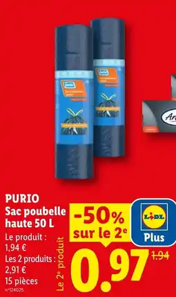 Lidl PURIO Sac poubelle haute offre