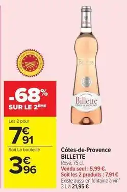 Carrefour Drive Billette - côtes-de-provence offre