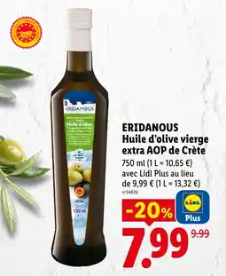 Lidl ERIDANOUS Huile d'olive vierge extra AOP de Crète offre