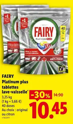 Lidl FAIRY Platinum plus tablettes lave-vaisselle offre