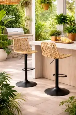 Brico Dépôt Lot 2 tabourets de bar rotin et metal morea offre