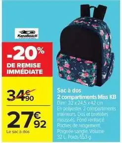 Carrefour Drive Kb - sac à dos 2 compartiments kiss offre