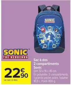 Carrefour Drive Dim - sac à dos 2 compartiments sonic offre